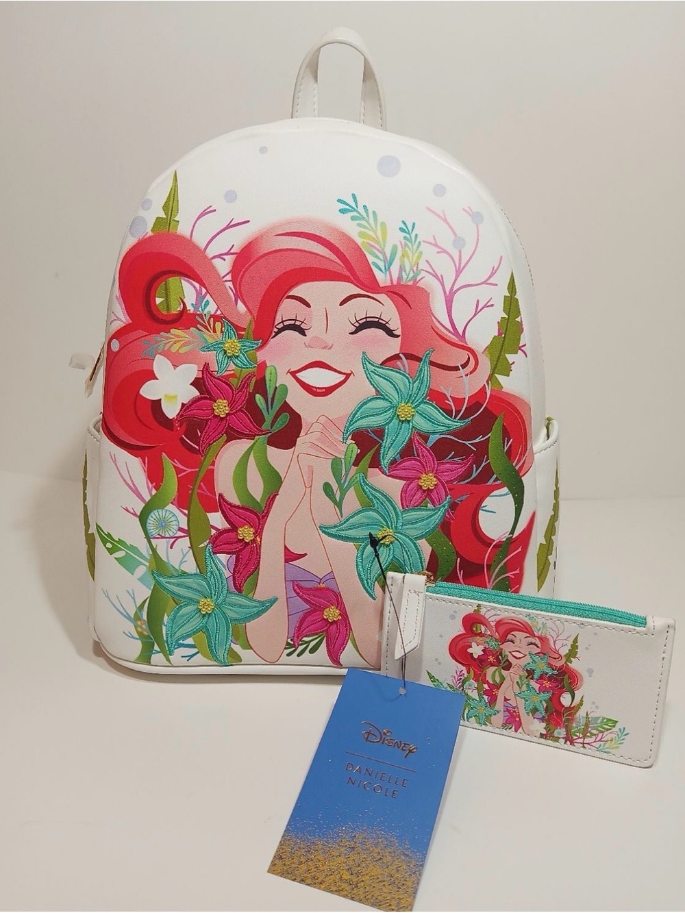 Disney Danielle Nicole Ariel Floral Mini Backpack & Card Holder